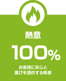 熱意 100% お客様に安心と喜びを提供する熱意